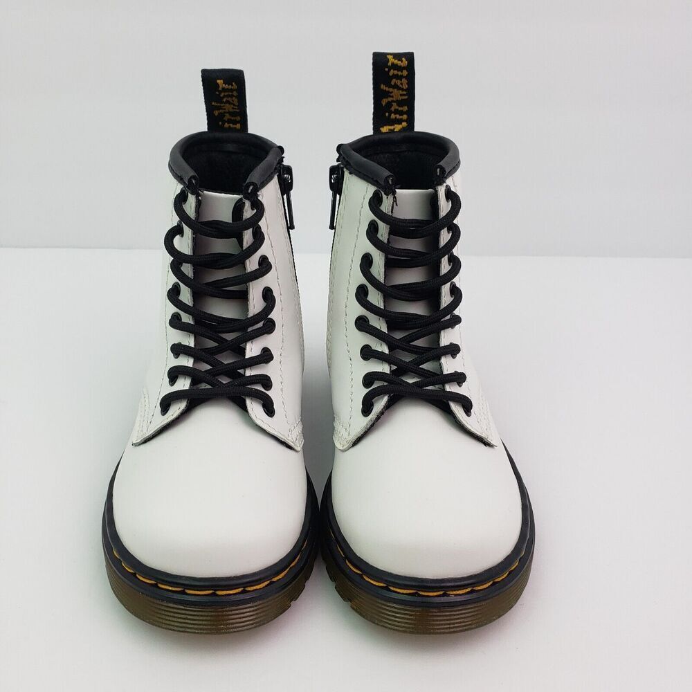 Dr Doc Martens 1460T Toddler Girls Size 8 White Leather Lace Up Combat Boots - Picture 5 of 12